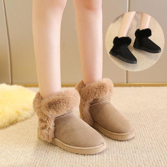 Cheky - Snow Boots For Women Students Winter Warm Slip On Fluffy Platform Comfy Fleece Ankle Boots Non-slip Plush Cotton Shoes