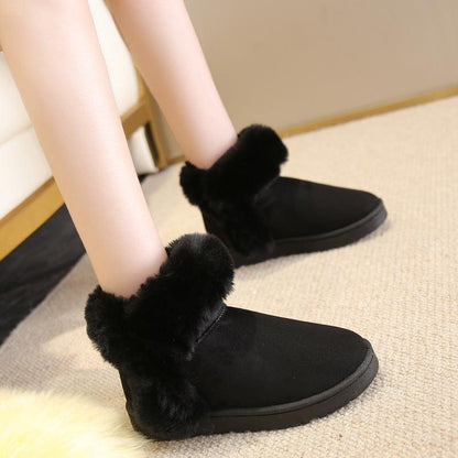 Cheky - Snow Boots For Women Students Winter Warm Slip On Fluffy Platform Comfy Fleece Ankle Boots Non-slip Plush Cotton Shoes