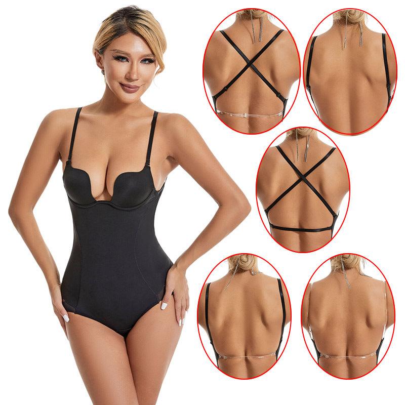 Cheky - Tight Suspender Jumpsuits Backless U-shaped Bra Shapewear Adjustable Breast Support Tummy Corset Womens Clothing For Party Wedding