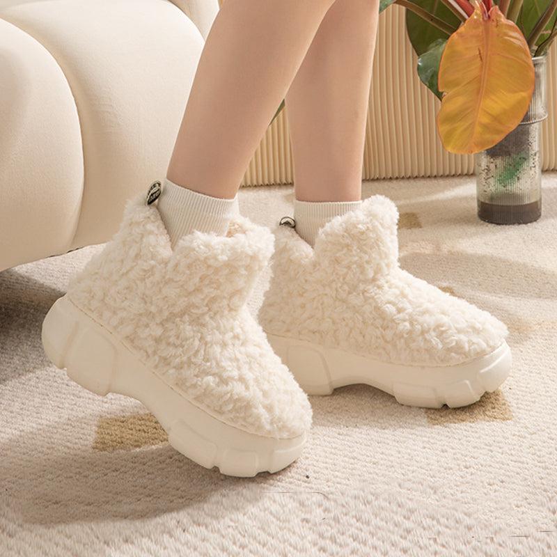 Cheky - Winter Cashmere Snown Boots With 6cm Platform Warm Plus Velvet High-top Fleece Cotton Shoes Women Outdoor Indoor House Plush Shoes