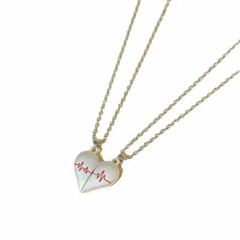 Cheky - Heartbeat Magnetic Heart Necklace Love Couple Jewelry