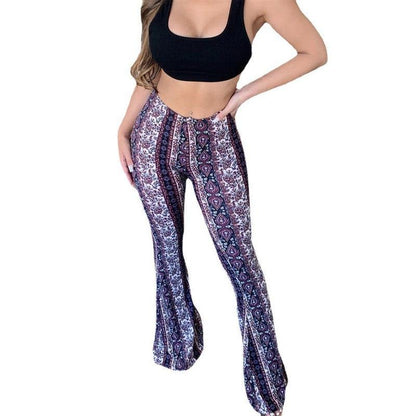 Cheky - High Elastic Tight Women's Pants Slim Sexy Print Trousers