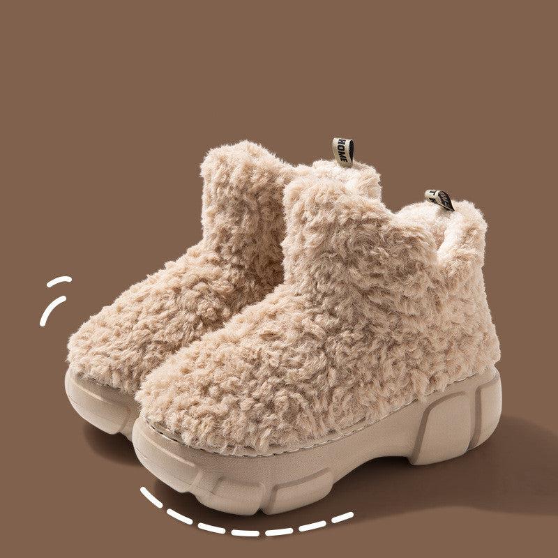 Cheky - Winter Cashmere Snown Boots With 6cm Platform Warm Plus Velvet High-top Fleece Cotton Shoes Women Outdoor Indoor House Plush Shoes