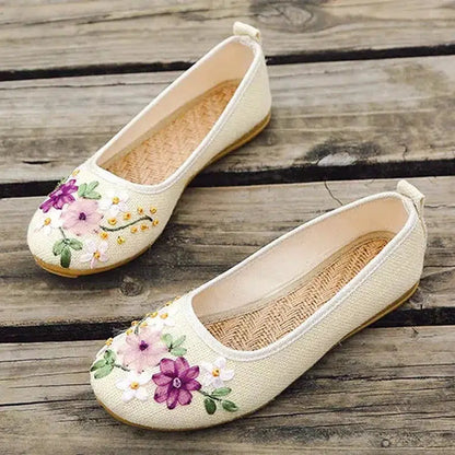 Cheky - Vintage Flats Flower Slip On Cotton