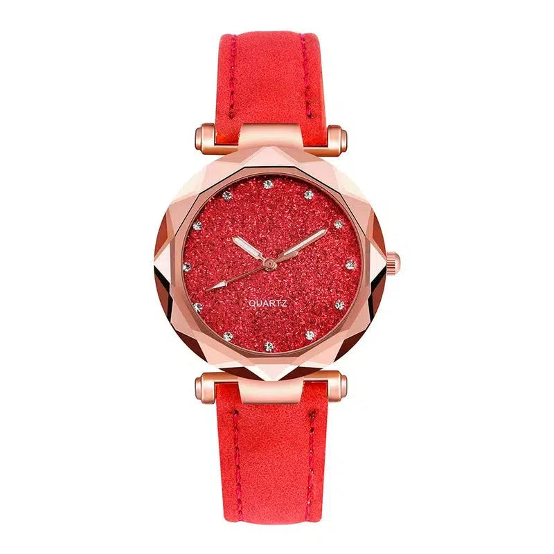 Cheky - Ladies Fashion Korean Rhinestone Rose Gold Quartz Watch Female Belt Watch Women's Watches Fashion Clock Watch Women Watches #vk