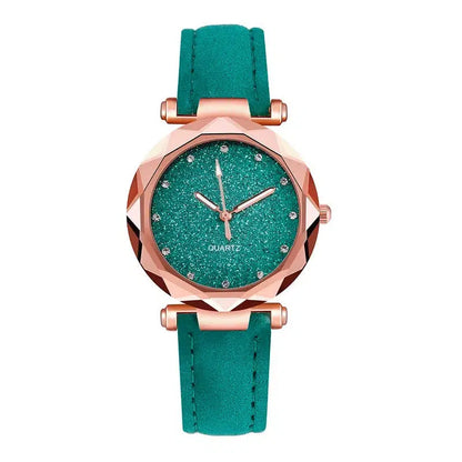 Cheky - Ladies Fashion Korean Rhinestone Rose Gold Quartz Watch Female Belt Watch Women's Watches Fashion Clock Watch Women Watches #vk