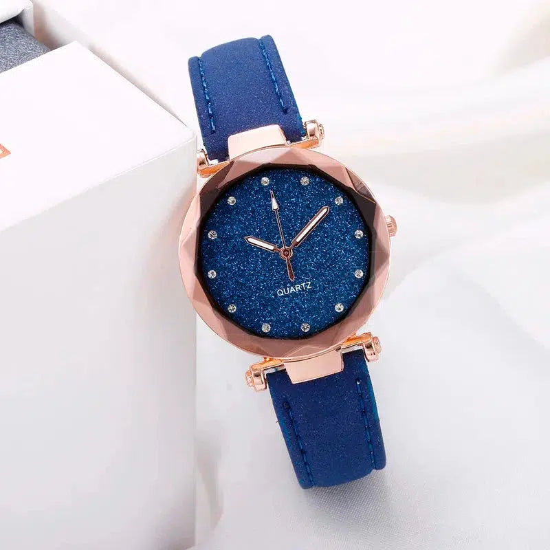 Cheky - Ladies Fashion Korean Rhinestone Rose Gold Quartz Watch Female Belt Watch Women's Watches Fashion Clock Watch Women Watches #vk