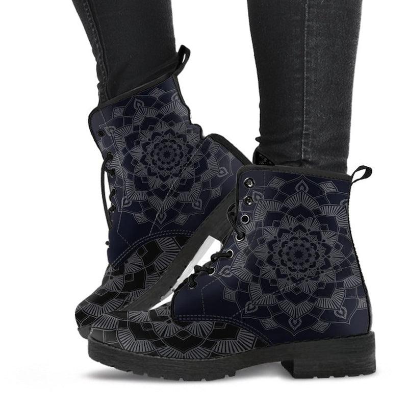 Cheky - Women's Fashion Simple Printed Leather Tooling Combat Boots