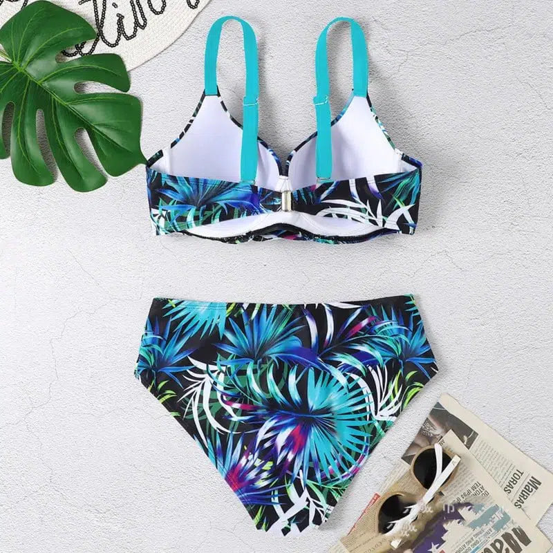 Cheky - Summer Bikinis Women High Waisted Swimwear With Push Up Female Swimsuit Swimming Bathing Suit Bikini Set Beach Wear Bather