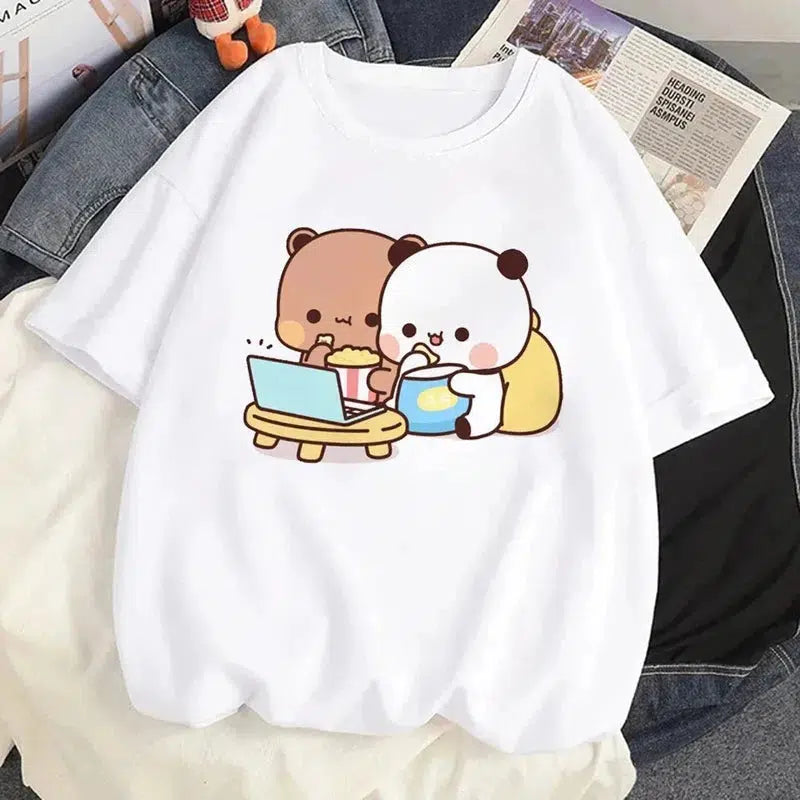 Cheky - Cute Bear LOVE T Shirt Women Bubu Dudu Couple Tops tee summer Short Sleeve tshirts female Korean Casual girl t-shirt camisetas