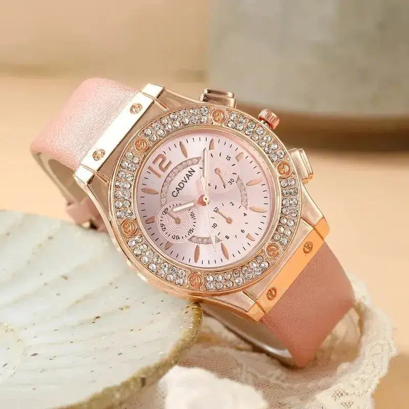 Cheky - Watches Set Luxury Rhinestone Women Fashion Elegant Wristwatch Quartz Watch For Girl Ladies Clock Relogio Feminino