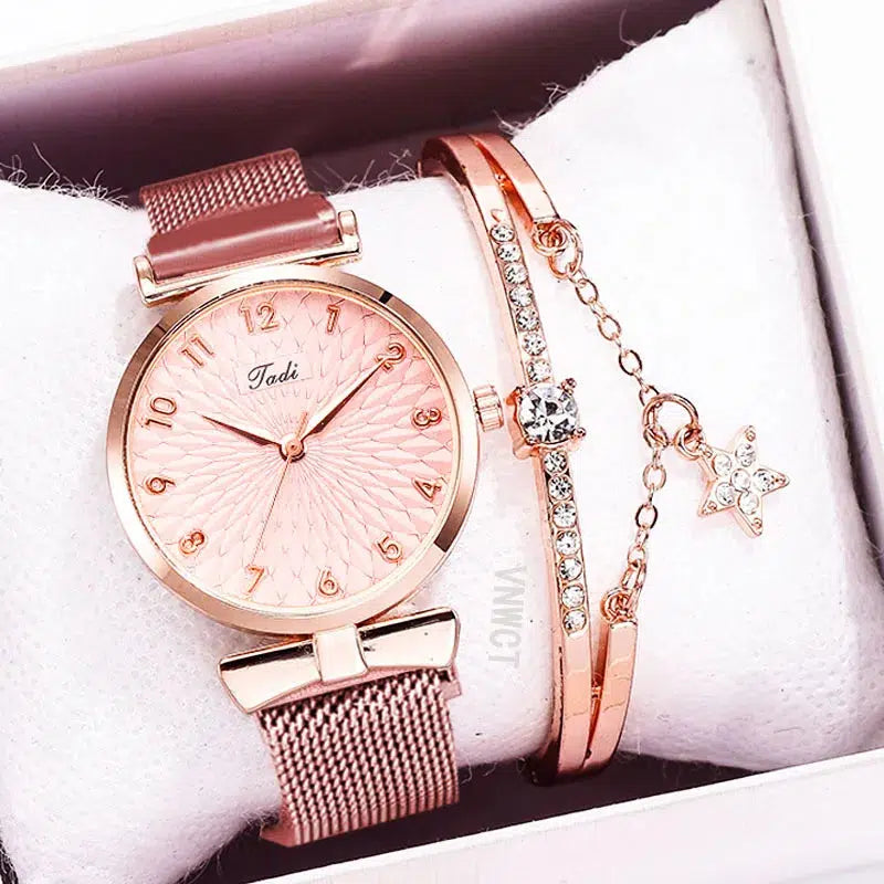 Cheky - New stock!! Women Watches Pentagram Bracelet Female Magnetic Mesh Band Woman Watch Bracelet lazy watch Montre Femme Reloj Mujer