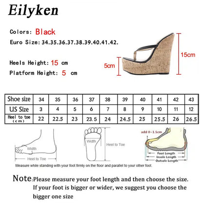 Cheky - Eilyken Designer High Heels Platform Wedges Women Slippers Summer Pinch Toe Slide Shoes Female Sandals Large Size 35-42