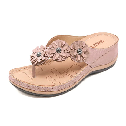 Cheky - Summer Flat Sandal for Women 5 Colors Sandales Multicolor Retro Flowers Flip-flops Women Slippers Sandalias Mujer Platform Shoes