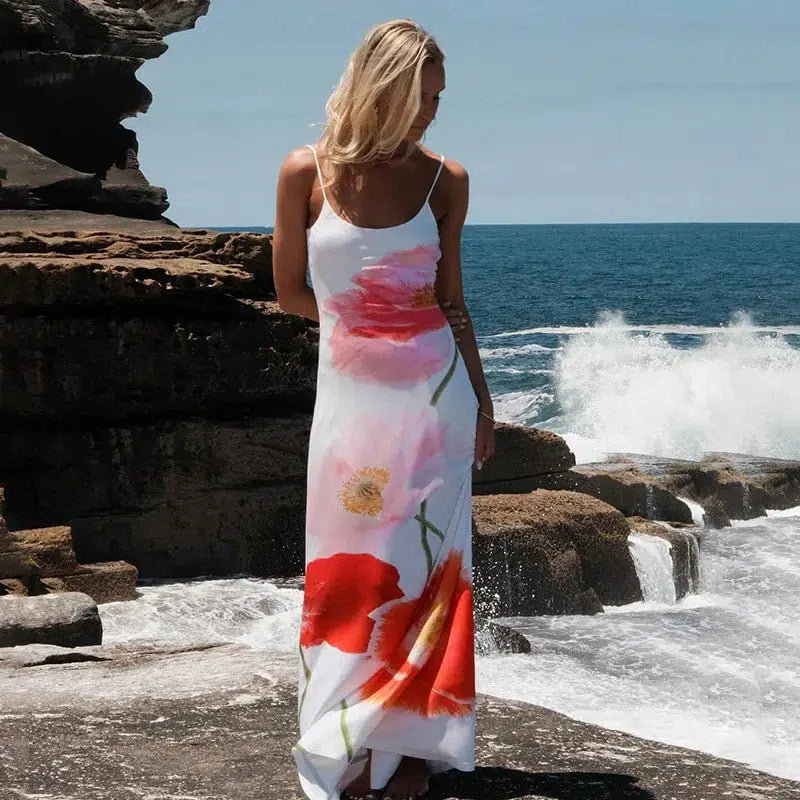 Cheky - Printed Halter Maxi Dress - Summer Beach Party Wear