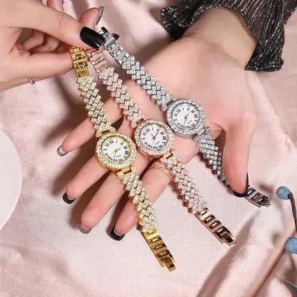 Cheky - New stock! ! Women Bracelet Watches Steel belt Love Steel belt Rhinestone Quartz Wrist Watch Luxury Fashion Watch for women