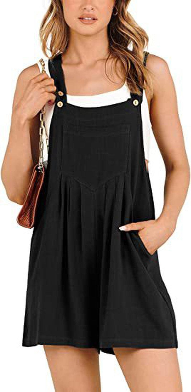 Cheky - Women's Short Overalls Summer Casual Adjustable Strap Loose Short Bib Overalls Jumpsuit Rompers