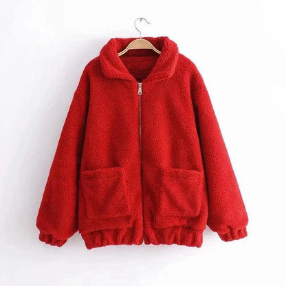 Cheky - Autumn and winter warm lamb hair pocket cotton coat cotton