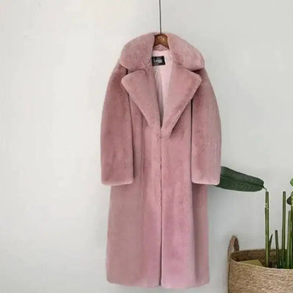 Cheky - Fashion New High Quality Velvet Fur Long Coat Women