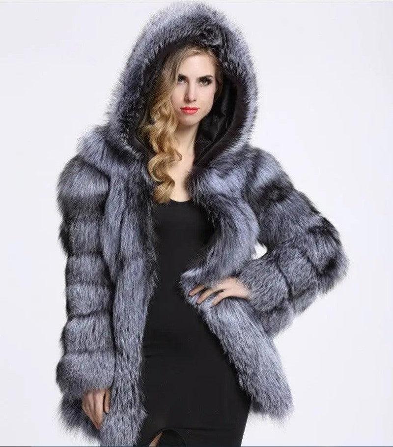 Cheky - Fashion Temperament Faux Fur Coat Women's Mid-length