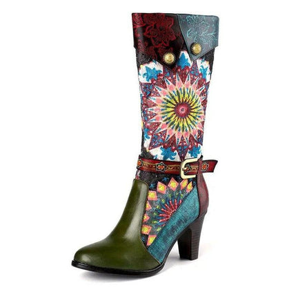 Cheky - Handmade Retro Short Velvet High-heeled Boots Women