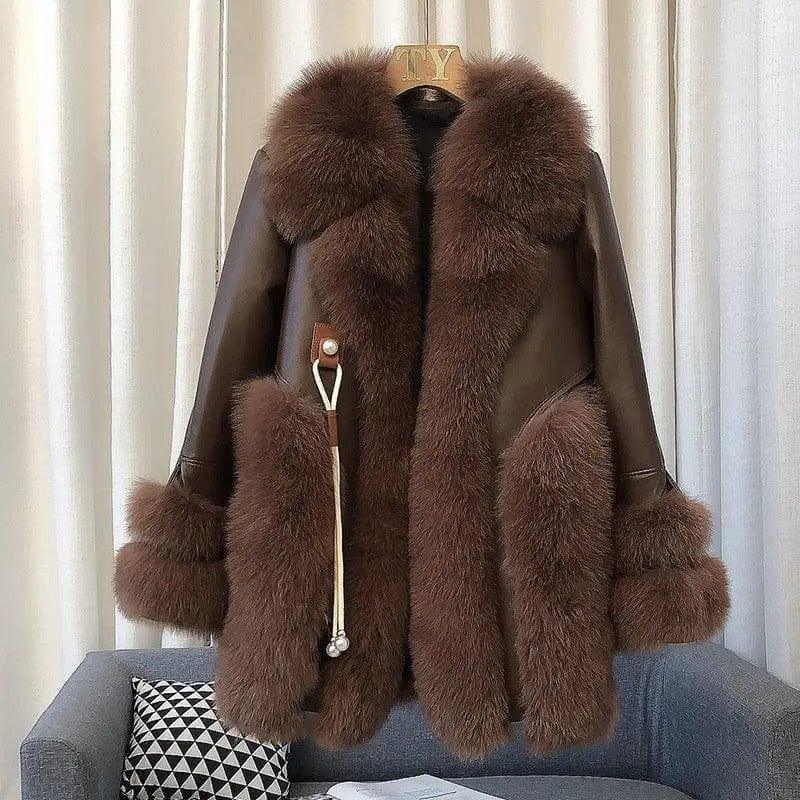 Cheky - High-end Imported Whole Skin Fox Fur Coat Female