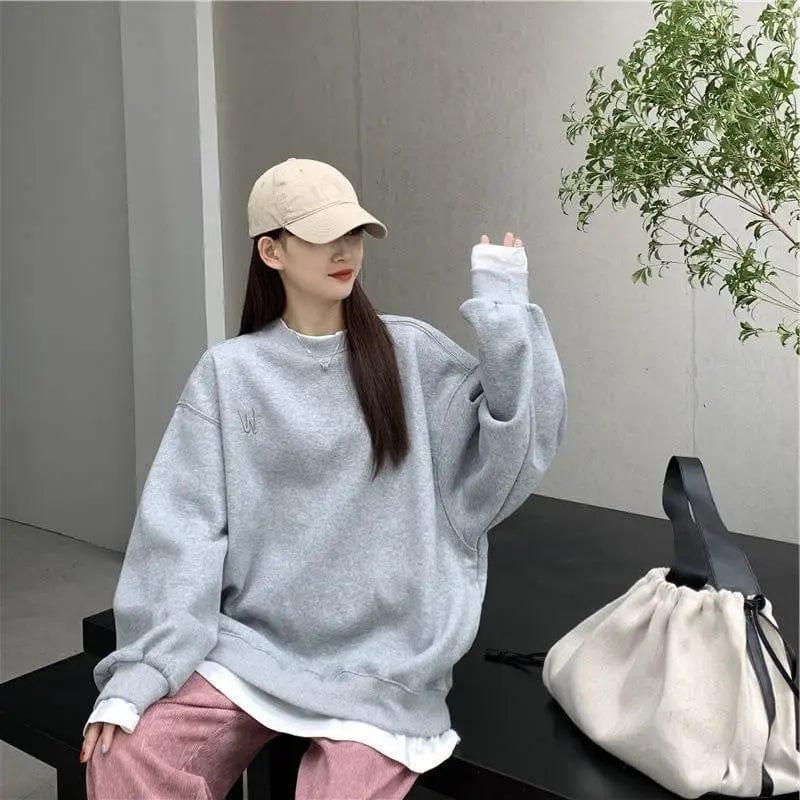 Cheky - Korean Version Of Loose Thin Spring Fake Two Pieces Hoodie