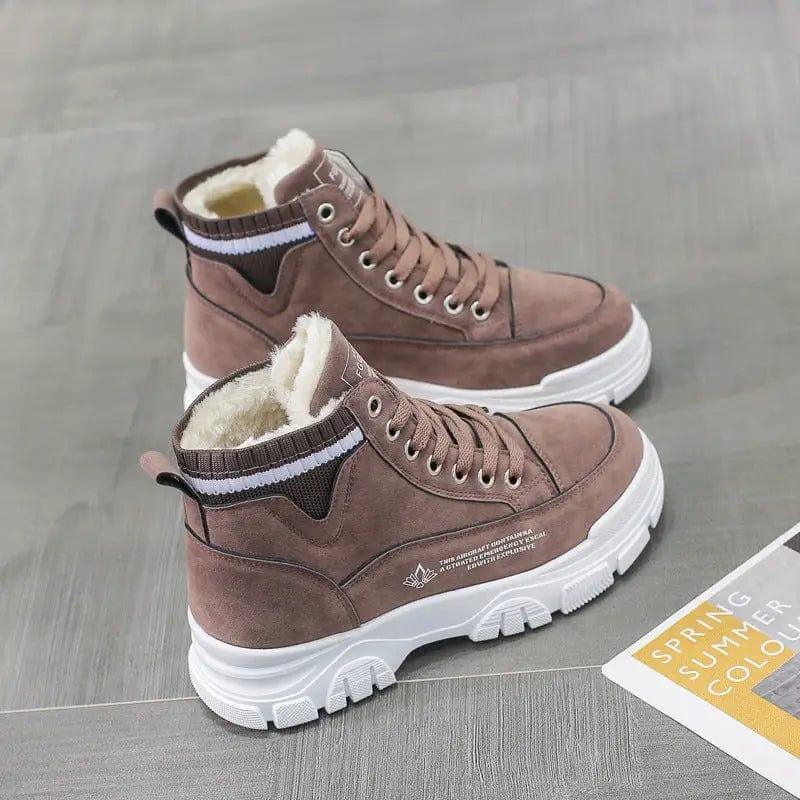 Cheky - Ladies Casual Shoes Lace-up Fashion Sneakers Platform Snow Boots Winter Women Boots Warm Plush Women's Shoes