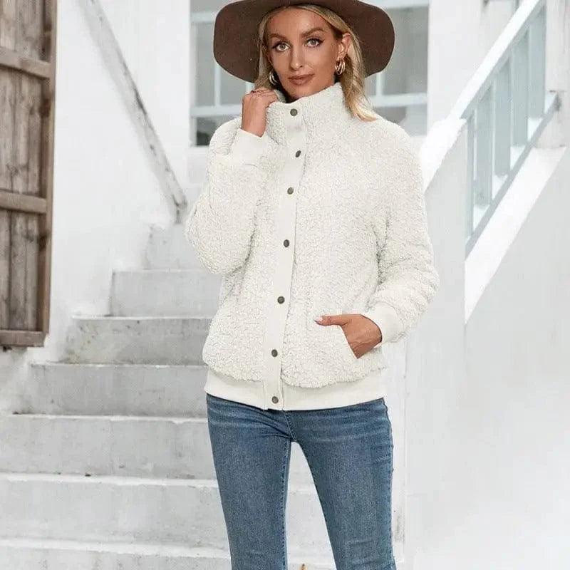 Cheky - Lamb Plush Cardigan Jacket Double-sided Plush Jacket Coat