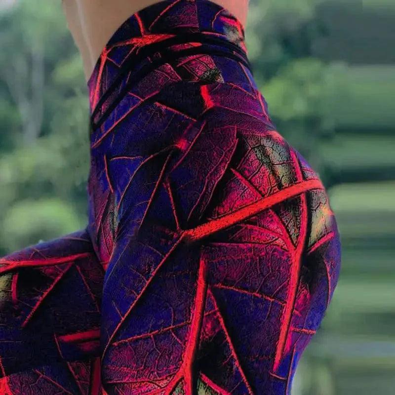 Cheky - Leaf print fitness yoga pants