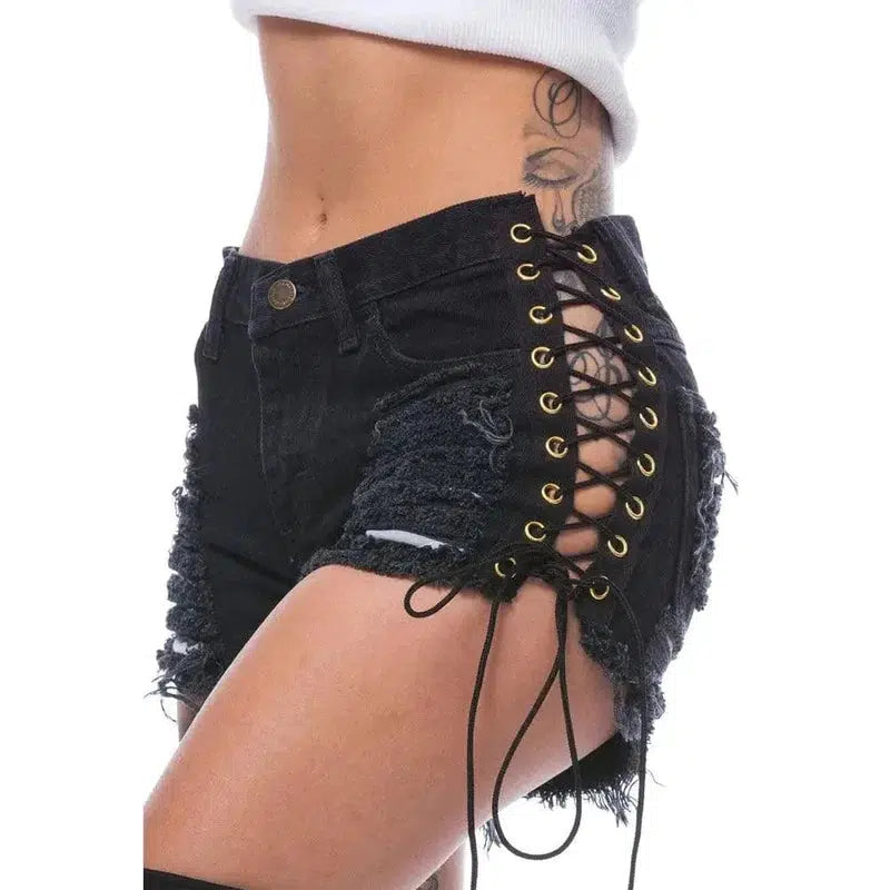 Cheky - GOTHIC RIPPED MINI JEAN SHORTS