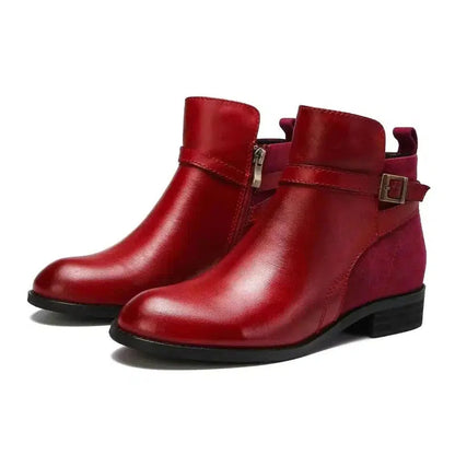 Cheky - Low Heel Boot Women Buckle Shoes Fall Winter Waterproof Boots