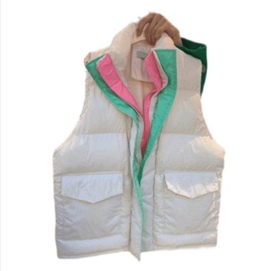 Cheky - Mid-length Loose Pearl White Casual All-match Vest