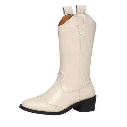 Cheky - new Autumn Fashion Mid-calf Boots For Women Pointed Sleeve Chunky Heel Fashion Boots Female Factory Wholesale