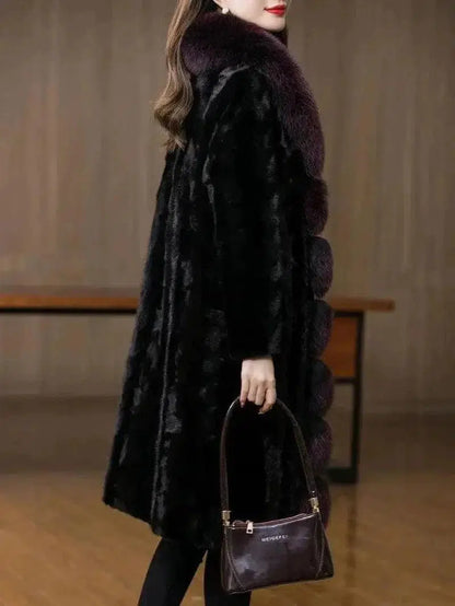 Cheky - New Fox Fur Collar Mink Women's Coat