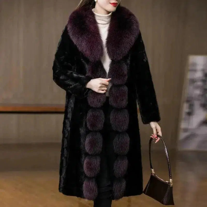 Cheky - New Fox Fur Collar Mink Women's Coat