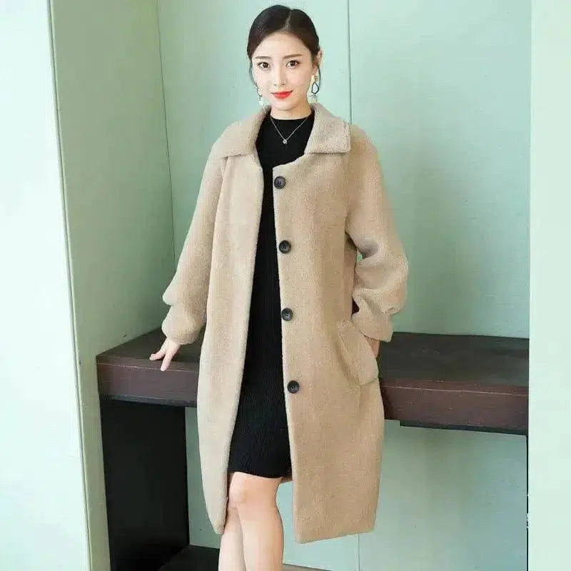 Cheky - New style sheep shearing coat women loose fur coat