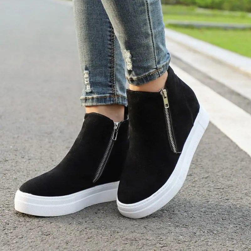 Cheky - Seasonal New Style Wedge Heel Side Zipper Single Shoes Women