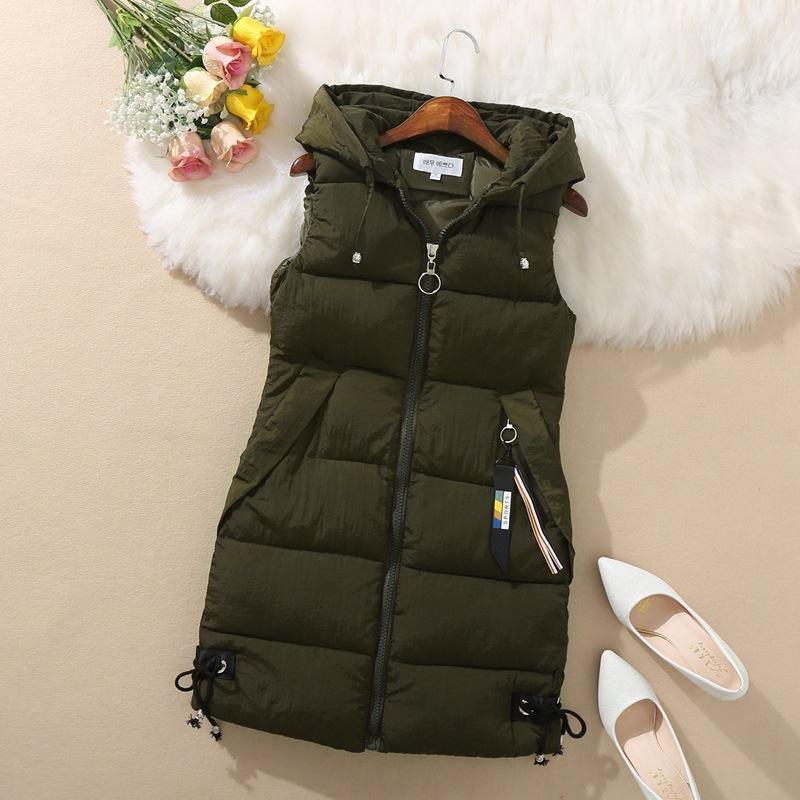 Cheky - Sleeveless Waistcoat Mid-Length Hooded Waistcoat