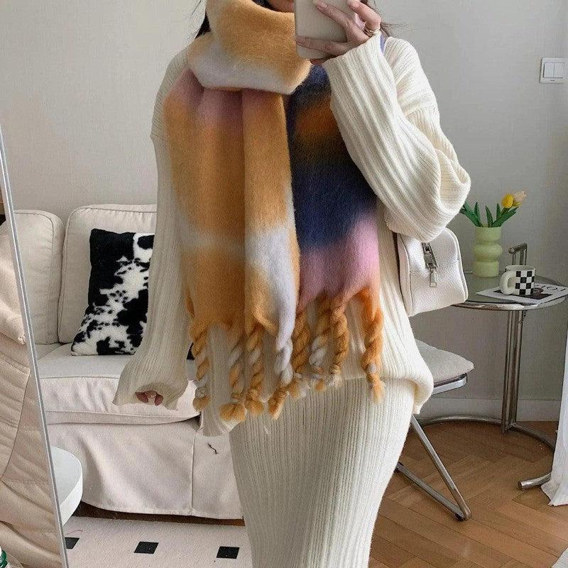 Cheky - Sweet Girl's Cashmere Scarf Knotted Tassel Shawl