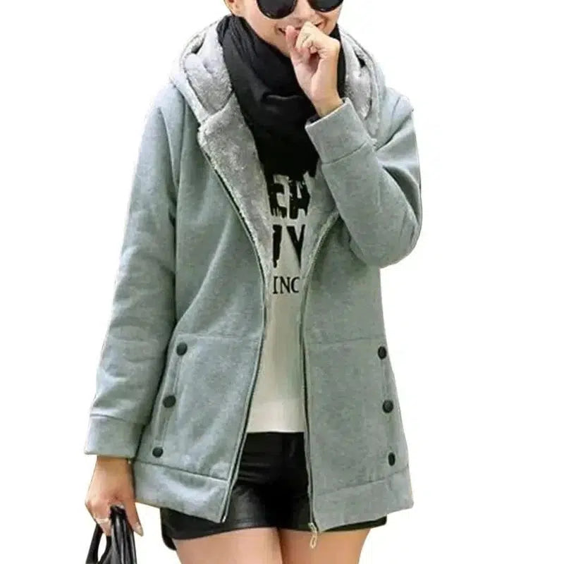 Cheky - Thick Warm Cardigan Sweater Hooded Jacket