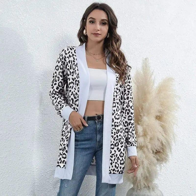 Cheky - Tie-dye Christmas Leopard Print Knitted Cardigan Jacket