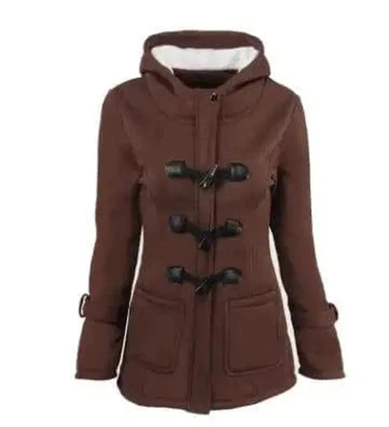 Cheky - warm winter fur collar jackets women new horn button Long