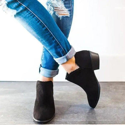 Cheky - Women Booties Slip On Low Heel Ankle Boots