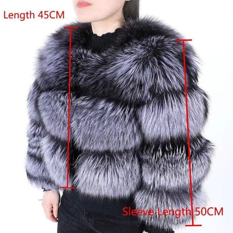 Cheky - Women's Fashionable Fox Fur Splicing Short Coat