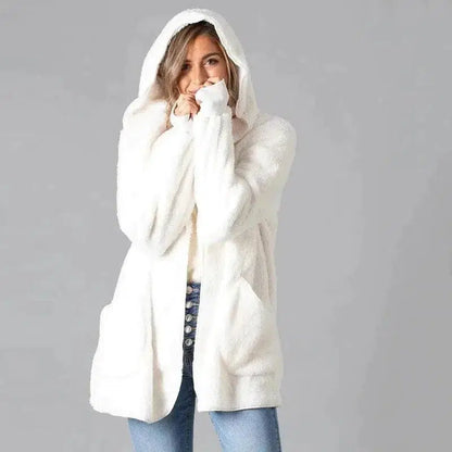 Cheky - Women's hooded plush coat