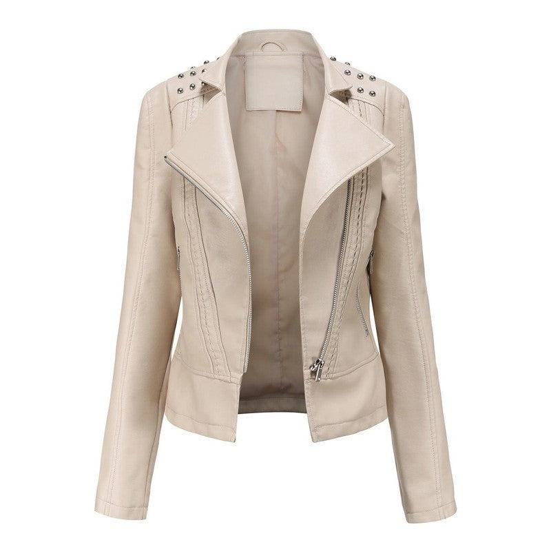 Cheky - Women's Leather Jacket Slim Thin Small Coat